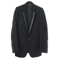 Dior HOMME ディオールオム 2002AW Reflection レザートリムウールロングジャケット 2HH1020551 ブラック 50のサムネイル