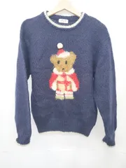 ◇ ⊇ SHIELD キッズ 子供服 長袖 ニット セーター サイズ160A ネイビー マルチ 女の子 E  【1505290029889】