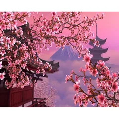 ダイヤモンドアート Rinimie ダイヤモンドアート キット 桜＋富士山 ダイアモンドビーズ絵画キット 5Dモザイクアート DIY 手作り絵画手芸キット ダイヤモンド塗装 全面貼り付けタイプ 芸術品 家用装飾 30x40cm（FUJI2）