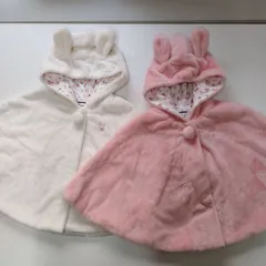 【美品】MIKI HOUSE／ミキハウス　マイクロファーマント　ポンチョ　出産祝い　フリー(70～90㎝)　E408