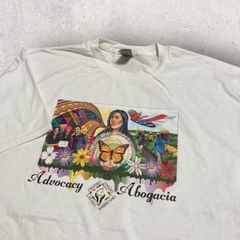 US古着 GILDAN ギルダン Adovocacy Abogacia 蝶 バタフライ Tシャツ XL ホワイト