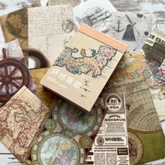 B151 地図 航海 手紙 和紙 シール 豆本 海外 コラージュ 素材