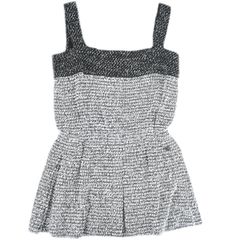 本物 シャネル CHANEL ツイード ビスチェ トップス 36 コットン ナイロン グレー ブラック レディース 衣類 洋服 中古 【フォロー割】