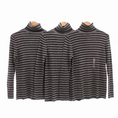 ユニクロ UNIQLO タグ付き 3点セット メリノリブタートルネックセーター ニット プルオーバー ウール 3XL グレー /UO