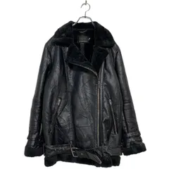 ONLY フェイクレザー ライダースジャケット L ブラック 裏ボア ジップアップ ベルト 古着卸 アメリカ仕入 a602-5981