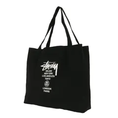 新品 STUSSY ステューシー ワールドツアーロゴ キャンバス トートバッグ ブラック 黒 カバン【メンズ】のサムネイル