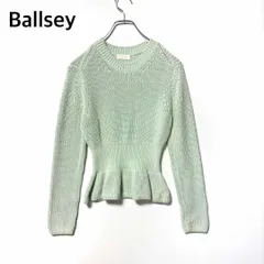 3.1万円 Ballsey ボールジィ TOMORROWLAND トゥモローランド 長袖 ペプラム ニットセーター コットン シルク プルオーバー Sサイズ ペールグリーン