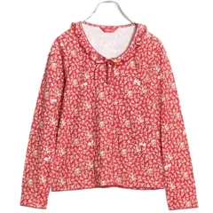 ピンクハウス★カットソーカーディガン 赤系 サイズ3(M) 前開き ローズ柄♪薄手 z15686