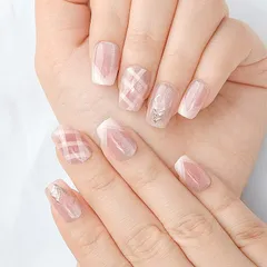 【新着商品】キラキラ　おうちネイル　ピンク　キャラクター 海　10枚 きれい　かわいい　ワンカラーネイルアート　プリント　コフィンチップ　繰り返し使える 付け爪　クリア　シンプル　フェイクネイル　おしゃれ　小さい爪用　安い　セルフネイル (ピンク1 つけ爪　立