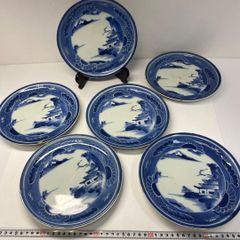 古伊万里染付山水文皿　6枚セット 古伊万里染付山水文皿 6枚セット - メルカリ