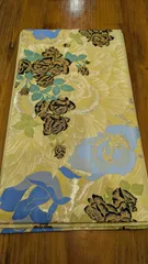 No.161【美品】袋帯 振袖•フォーマル向き ゴールド 青と黒のバラ 花柄