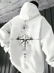 メンズ パーカー 秋冬 フーディ フリース  プルオーバー オーバーサイズ ゆったり 星柄 山柄 グラフィック ポケット付き 長袖 カジュアル スポーティ