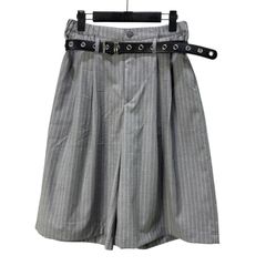 P.O.S  BELT STRIPE WIDE SHORTS GRAY