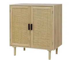 特別価格 ダイニングルーム、廊下、食器棚コンソールテーブル用 アクセント酒 籐装飾ドア付き キッチン収納 サイドボードビュッフェ ナチュラル アクセント 玄関 キッチン リビング 収納付き ビュッフェキャビネット 扉付き 籐製キャビネット 調節棚付き 収納キャ