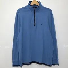 NAUTICA ノーティカ ハーフジップ スウェット トレーナー ワンポイントロゴ 刺繍 インドネシア製 L ライトブルー