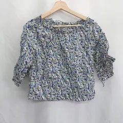 ◇ ⊂ Φ Simplicite シンプリシテェ 花柄 半袖 カットソー サイズF ブルー系 レディース E  【1410290048962】