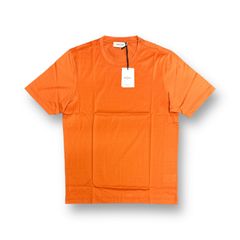 定価17600円 国内正規 新品 GRAN SASSO 23SS マーセライズ コットン クルーネック Tシャツ グランサッソ 60133/74002 オレンジ