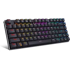 e元素ゲーミングキーボード 81キーアンチゴーストキー メカニカル式 RGB発光LEDバックライト付き USB有線高速反応 防水 ゲーム用 パソコン (赤軸，ブラック)