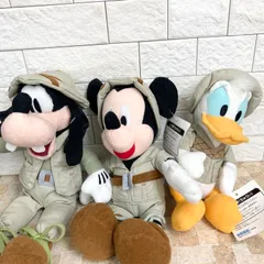 【3体セット】ミッキー ドナルド グーフィ ぬいぐるみ 探検 冒険 ジャングルクルーズ ファンタジーアミューズ セガ SEGA 1999年 希少 レア レトロ 当時もの