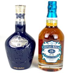 2本 シーバスブラザーズ CHIVAS BROTHERS シーバスリーガル 18年 ミズナラ ロイヤルサルート 21年 シグネチャーブレンド 青陶器 700ml ウイスキー セット 【古酒】