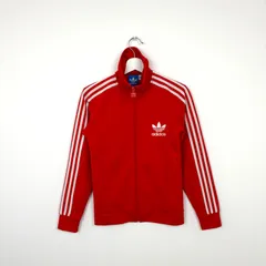 ★adidas★ アディダス トラックジャケット ジャージ トレフォイルロゴ ホワイトライン 3ストライプ レッド