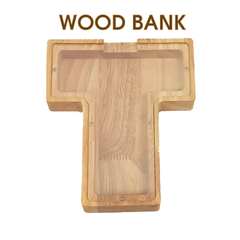 WOOD BANK イニシャル『T』【木製バンク】【イニシャル】/貯金箱/インテリア(ギフトにも最適)
