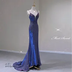 カラードレス ロングドレス マーメイドドレス ブルー 袖なし パーティードレス 二次会 ウエディングドレス 結婚式 ウェディングドレス 花嫁 イブニングドレス ant4y638133