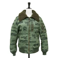 美品 HYSTERIC GLAMOUR ヒステリックグラマー ジャケット カーキ ブラック サイズ:M プリマロフトエアフォース 衿ボア ジャケット / ブルゾン ロゴ プリント 中わた ナイロン アウター ブルゾン 上着 日本製【レディース】のサムネイル