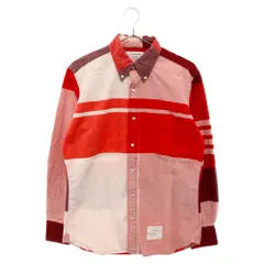 THOM BROWNE (トムブラウン) 4BAR ボタンダウン 長袖チェックシャツ レッド MWL001A-00903600のサムネイル