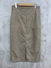 le coeur blanc ルクールブラン 3096047001 チェック フロントスリット タイト スカート size38/茶  ■■ レディースのサムネイル