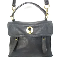 美品 Yves Saint Laurent YSL イヴサンローラン ミューズトゥ クロコ型押しレザー 2WAY ハンドバッグ ショルダーバッグ ブラック レディース 古着 中古 USED