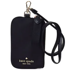 ケイトスペード カードケース katespade ナイロン PVC チェルシー ロゴ ID ランヤード 首かけ 小銭入れ 名刺入れ コインケース 定期入れ パスケース ポーチ ブラック WLR00616