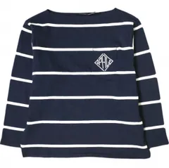 POLO RALPH LAUREN ポロ・ラルフローレン モノグラムロゴストライプドジャージーTシャツ XS NAVY 長袖 ボートネック ボーダー カットソー トップス g20355