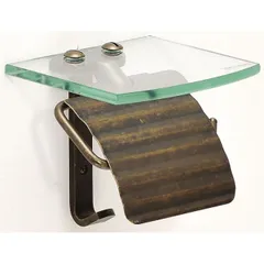 トイレットペーパーホルダー ペーパーホルダー サニタリーアイテム TPH ガラスシェルフ S 真鍮製 古色仕上げ 棚 ラック シェルフ 小物置き トレー おしゃれ 壁 洗面 トイレ