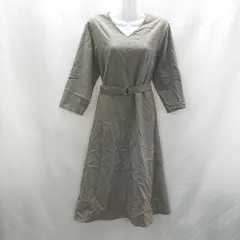 ◇ ⊂ closet story UNITED ARROWS ユナイテッドアローズ ベルト付属 長袖 膝下 ワンピース サイズF ブラウン レディース E  【1409240061205】