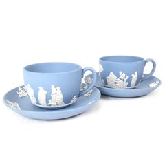 1304 M1011305194-3  WEDGWOOD ウェッジウッド ジャスパー カップ＆ソーサー 2客 ペア ③