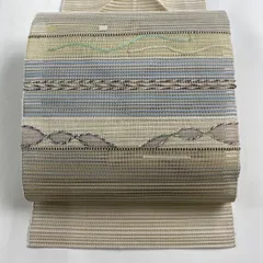 専用帯2081 ●夏帯 名古屋仕立て 名古屋帯 名古屋帯 美品 秀品 夏帯 八寸名古屋帯 トンネル仕立て 格子 扇