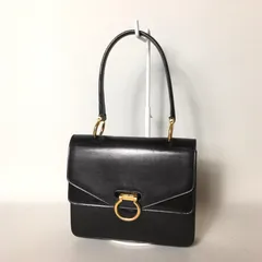 2509-6｜セリーヌ ハンドバッグ レザー ブラック ガンチーニ