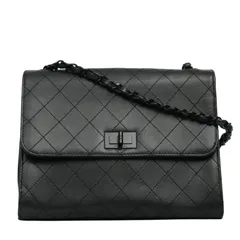 【中古・VINTAGE】 CHANEL シャネル 1997-1999 2.55 マトラッセ チェーン キャビアスキン ショルダーバッグ ブラック レザー ヴィンテージ Matelass? Chain Caviar Skin Shoulder Bag