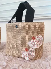 ③麦わらミニトート ハンドメイド