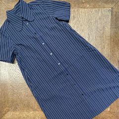 original john ×fab chic BEAGLE COLLAR SHIRTS DRESS STRIPE NAVY　　モッズ　昭和　レトロ　シャツワンピース　ストライプ
