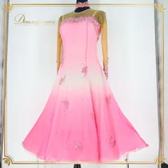 社交ダンス 衣装 スタンダードドレス スタンダード ドレス ワンピース グラデーション デモ 競技 ダンス パーティ 発表会 ピンク系 ホワイト系 SORELI ソレリ 日本製 女性用 フレアスカート ステージ衣装 発表会用 エレガント