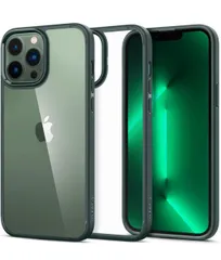 ★Spigen iPhone 13 Pro Max ケース クリア TPU バンパーケース 米軍MIL規格取得 耐衝撃 すり傷防止 ウルトラ・ハイブリッド ACS04558 (ミッドナイト・グリーン)