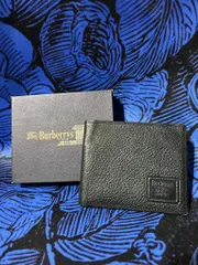 バーバリー BURBERRY レザー 二つ折り 財布 ノバ チェック  本革 箱付 ブラック 黒 ノバ チェック コンパクト ウォレット 紳士 メンズ
