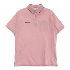 サイズ：M ADIDAS GOLF アディダスゴルフ  半袖ポロシャツ ボタンダウン シアサッカー ストライプ柄 レッド系 [240101389210]# ゴルフウェア メンズ ストスト
