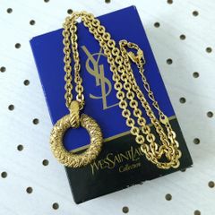 YSL イヴサンローラン ロング ネックレス リングモチーフ ゴールド 