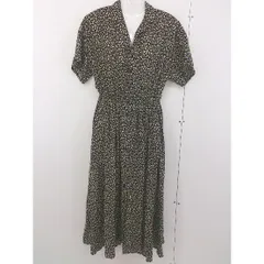 ◇ LOWRYS FARM 花柄 ウエストゴム 半袖 ロング ワンピース サイズF ブラック イエロー マルチ レディース  【中古】 【1204060002847】