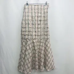 ◇ Θ NICE CLAUP チェック柄 ウエストゴム ロング丈 マーメイド スカート サイズS ベージュ ブラック系 レディース E  【1412260034159】