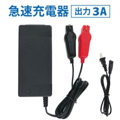 リチウムイオンバッテリー　リン酸鉄リチウムバッテリー ディープサイクルリチウムイオンバッテリー　専用　ワニ口仕様　急速充電器　出力3A　短時間充電できる 充電器 チャージャー【115-03】