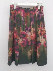 ◇ StyleNote スタイルノート 膝丈 フレア 花柄 スカート サイズ64-91 ブラック マルチ レディース E  【1305160026020】